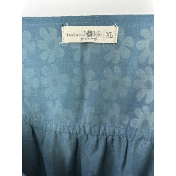 Natural Life Boho Floral Tiered Cotton Maxi Dress Button Front Midi Womens XL - Picture 10 of 14